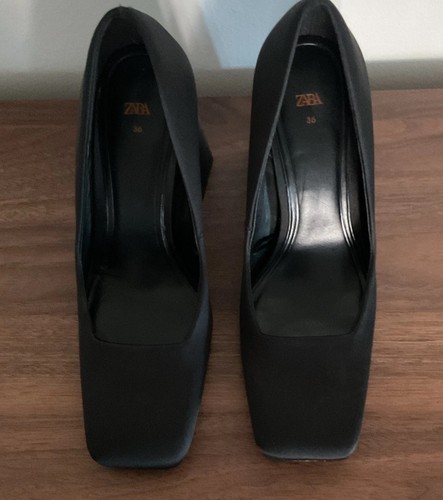 Zara black satin square - zara, toe